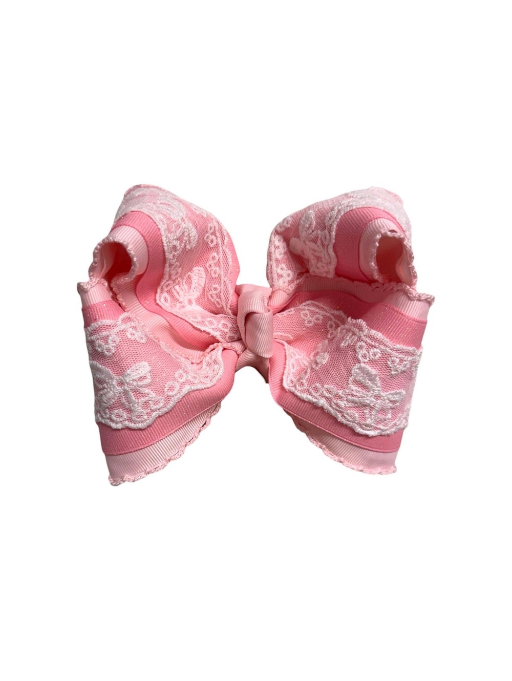 Pink Lace Boutique Hair bow Lace Bow | Boutique Bow | Pink Hair Accessory